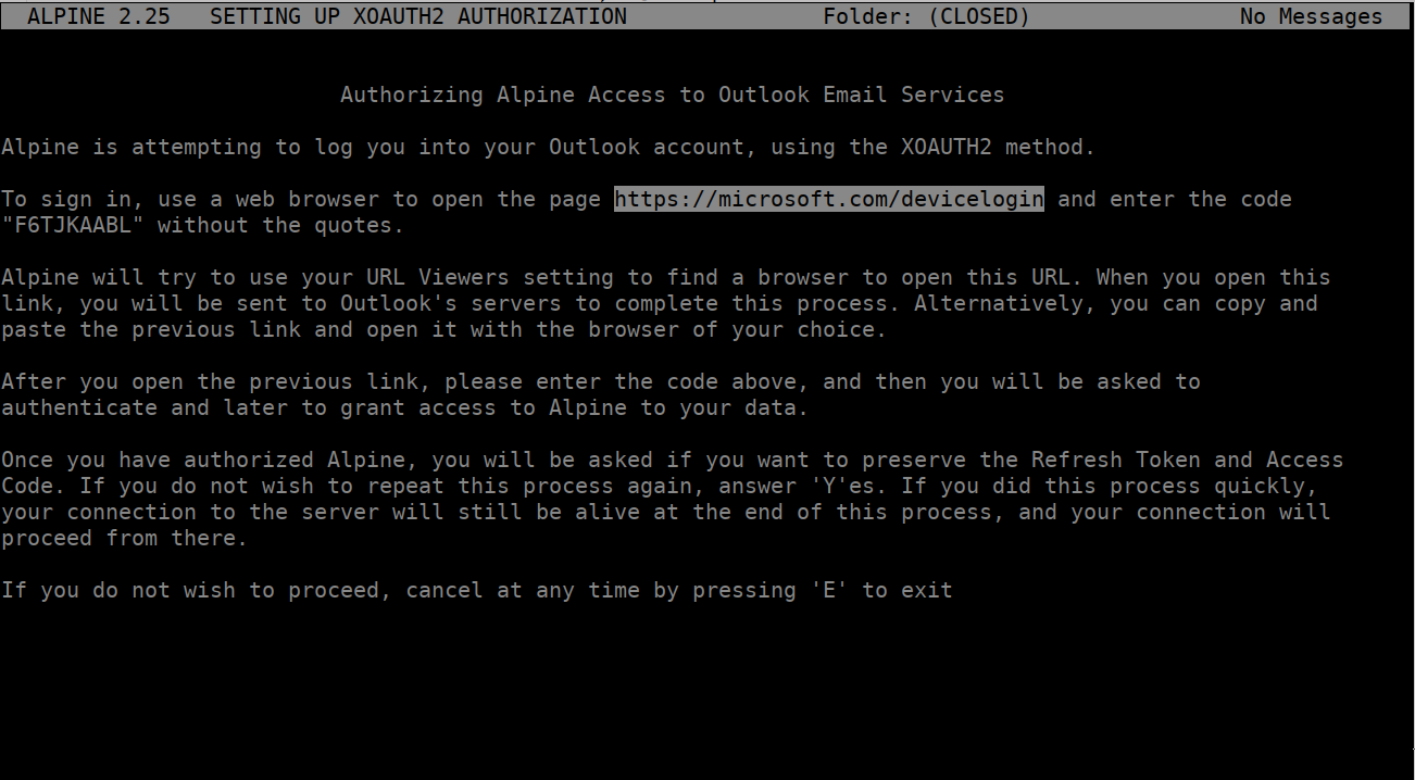 Alpine xoauth2 signin